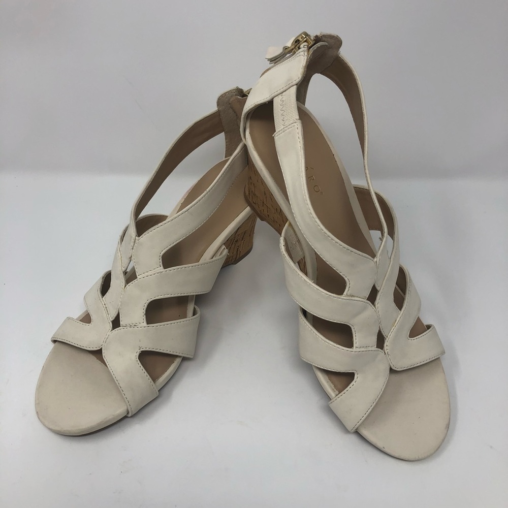 PESARO’ Faux Leather, Back Zip, Cork Wedge SZ 7.5